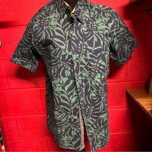 Men's Tropical Leaf Print Button Down Shirt